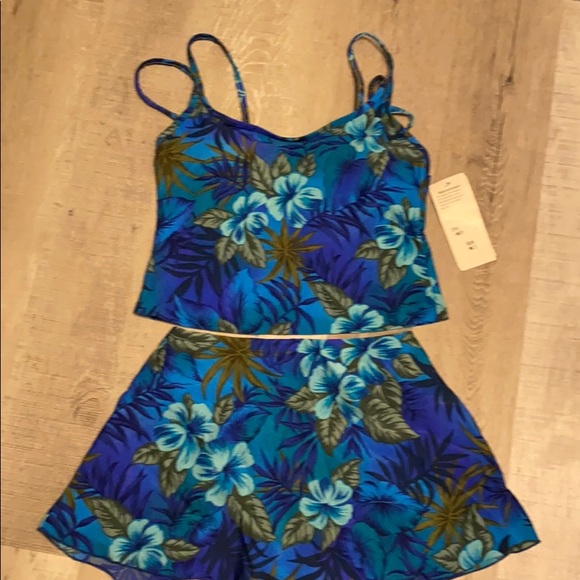 VTG NWT Hawaiian print two piece tankini🌸 - Picture 1 of 6